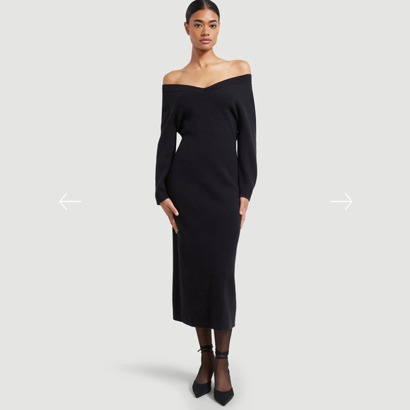 Modern Citizen Dresses & Skirts - Modern Citizen Brea Off-Shoulder Midi Sweater Dress in Black - XS